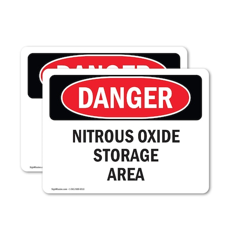 Signmission Nitrous Oxide Storage Area Danger Sign, Vinyl Decal, 10in W x 7in L, 2PK OS-2PACK-DS-D-710-L-1943
